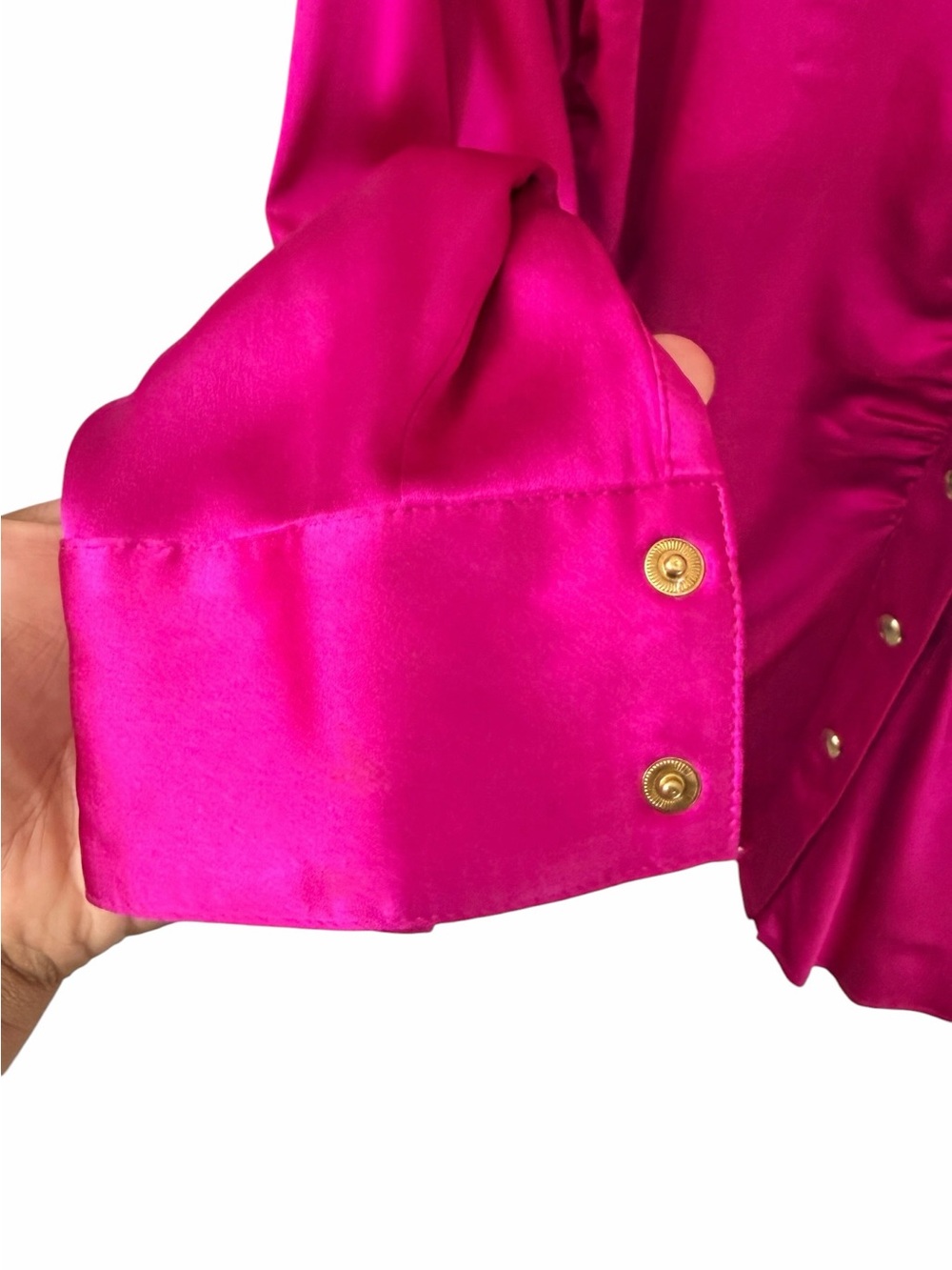 Vintage Y2K Cache Silk Blouse Fuscia Size Small - Picture 3 of 5